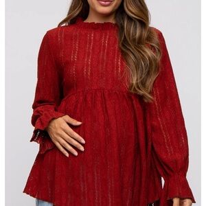 Red lace maternity top